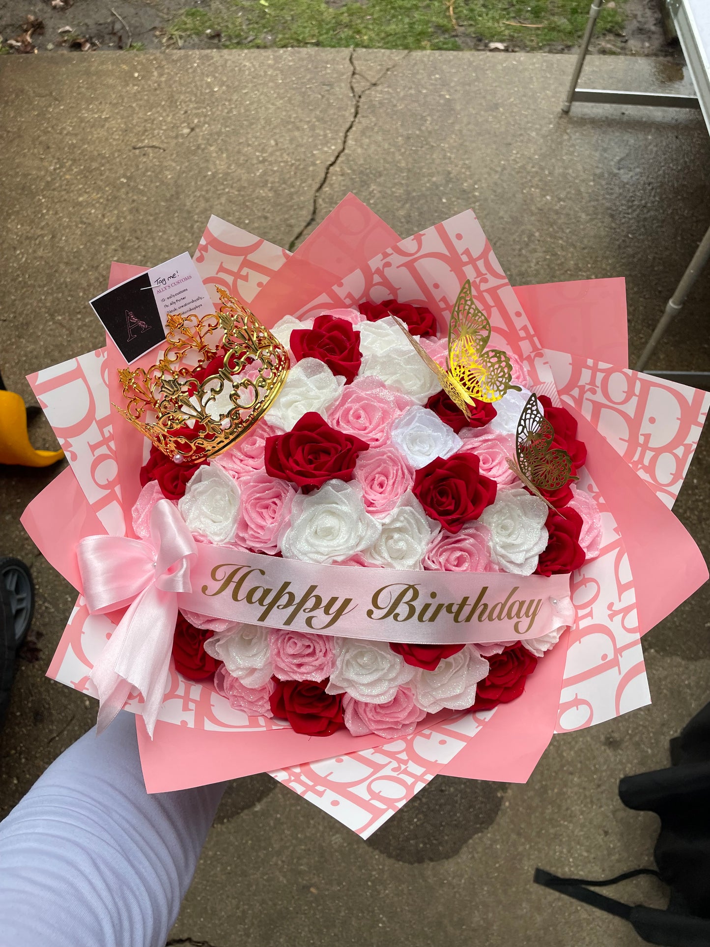 50 count red pink white glitter eternal rose bouquet